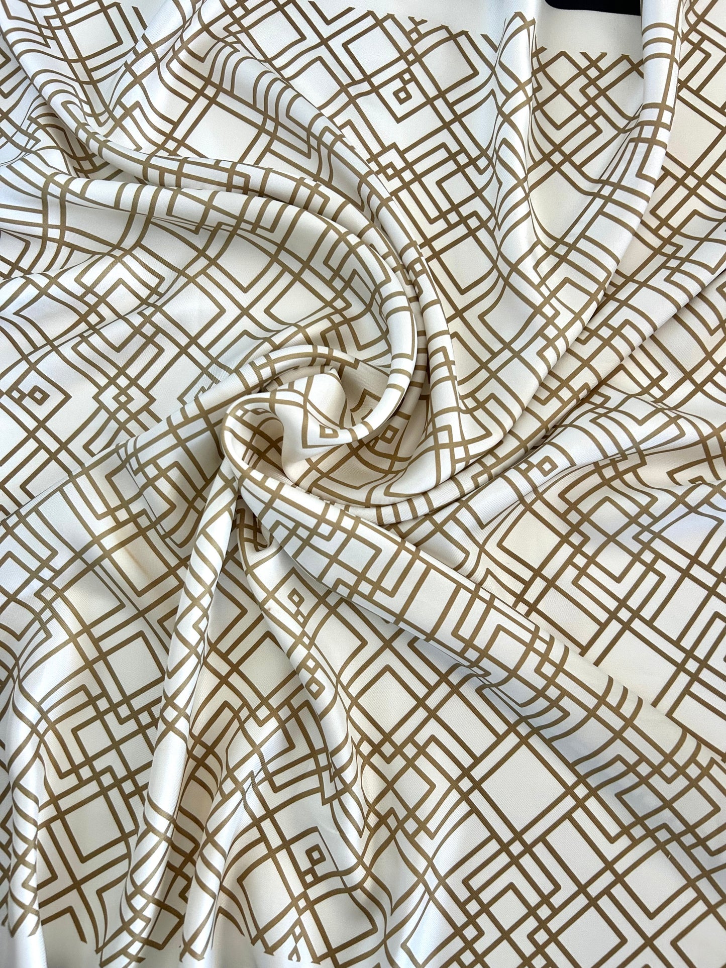 Neutral Geometric Silk Scarf