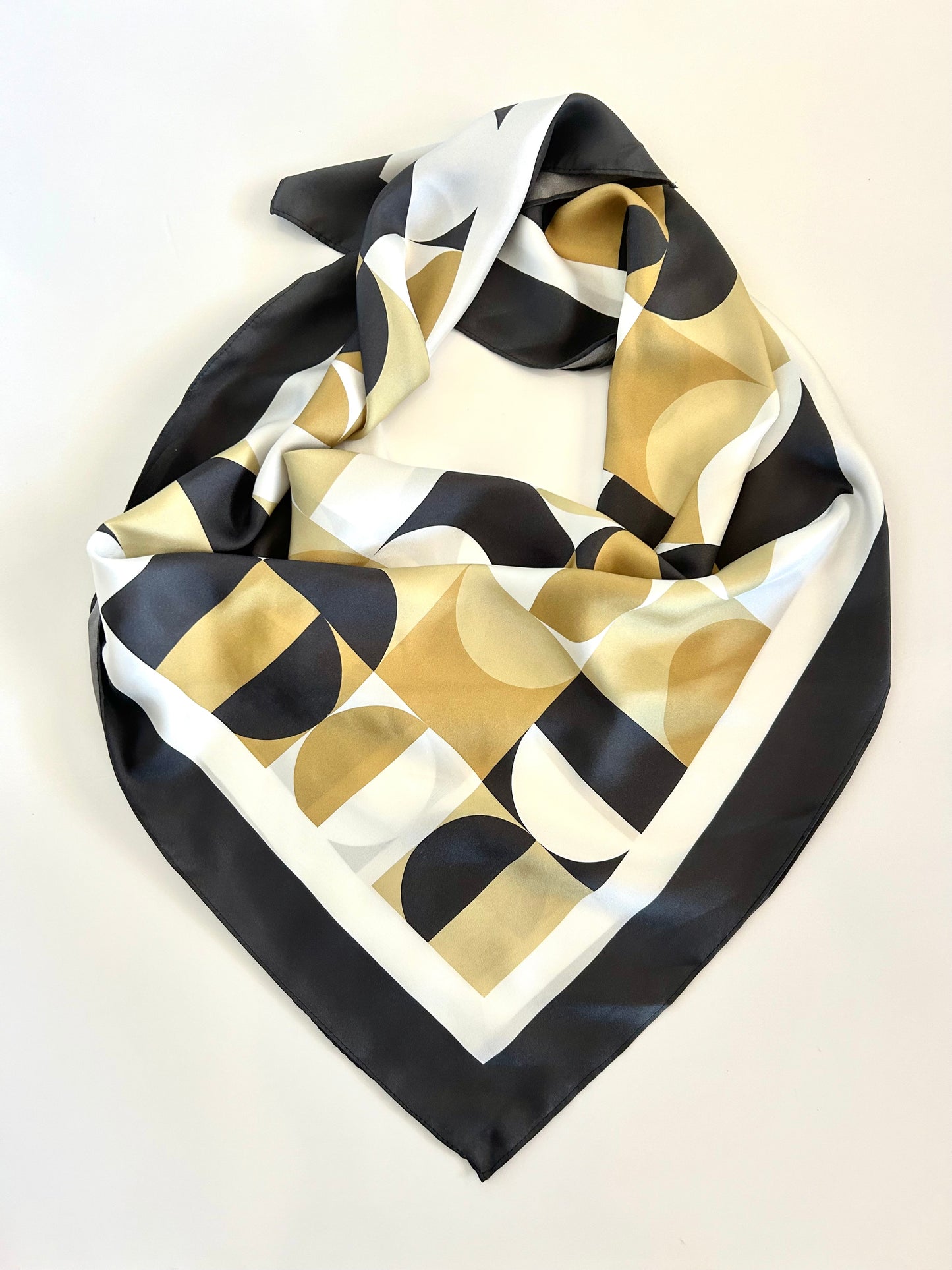 Classic Neutral Geometric Silk Twill Scarf