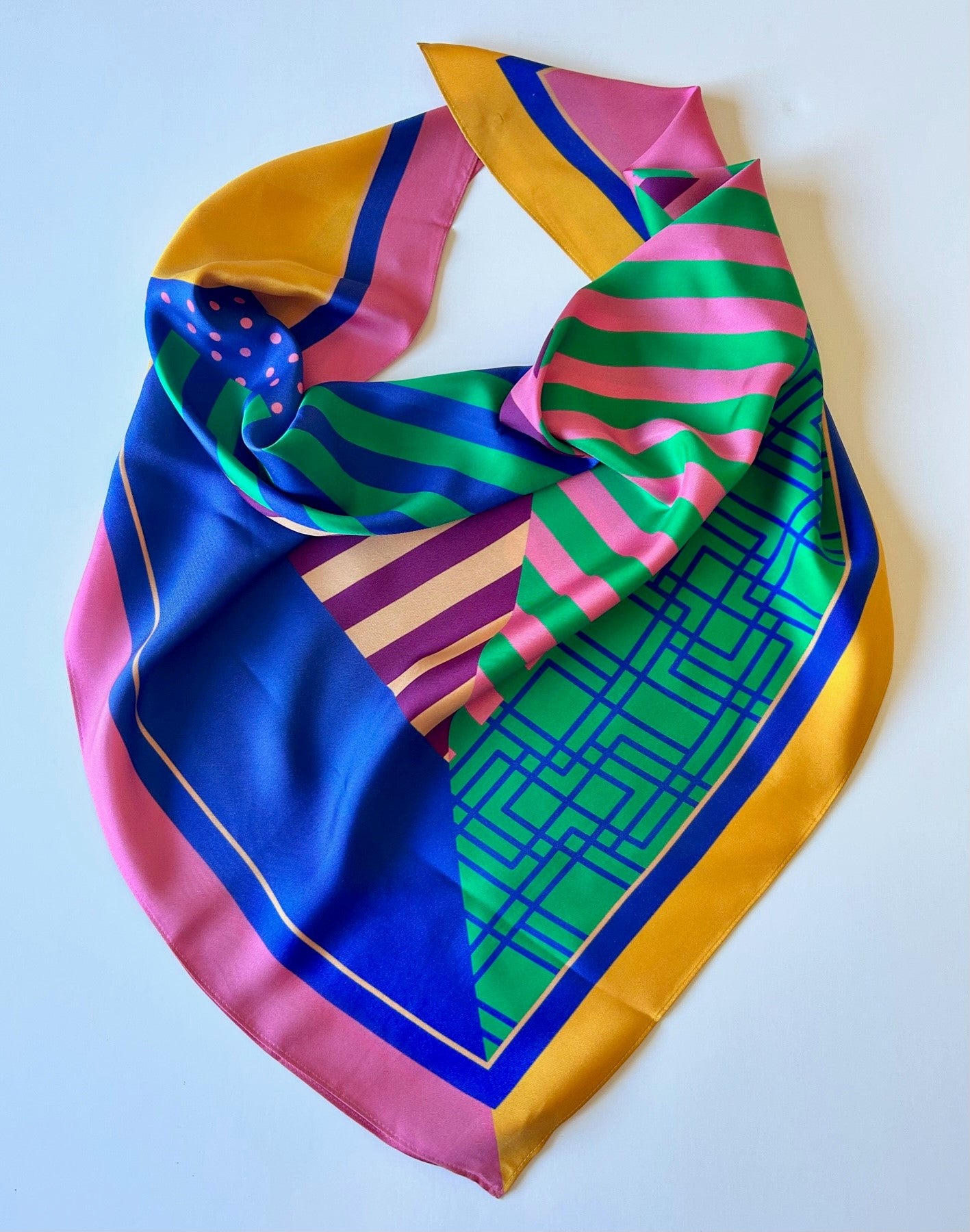 Colourful Geometric Silk Twill Scarf