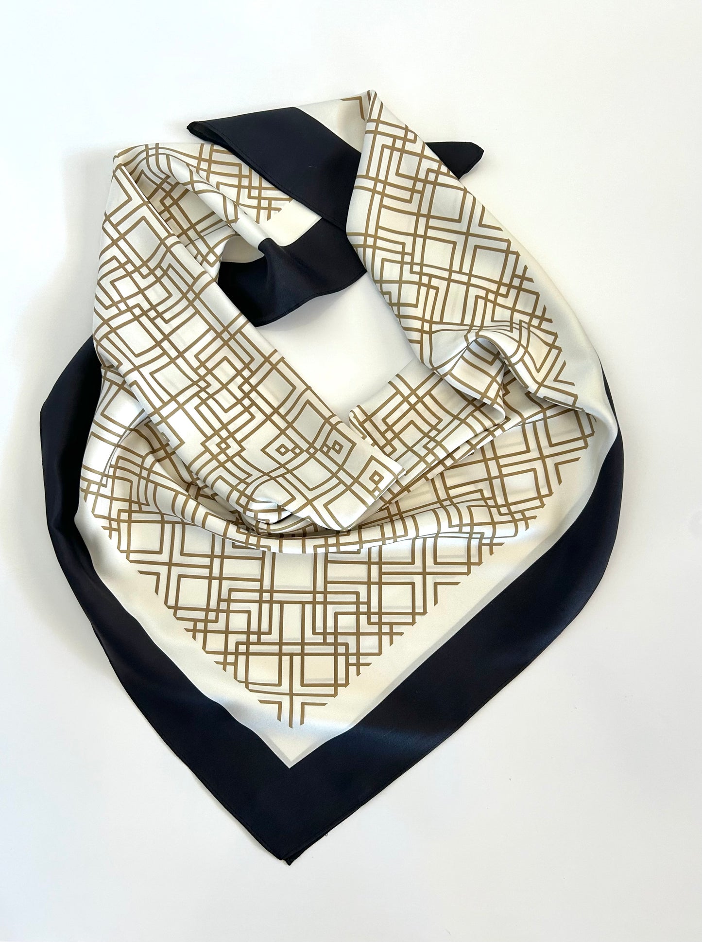 Neutral Geometric Silk Scarf