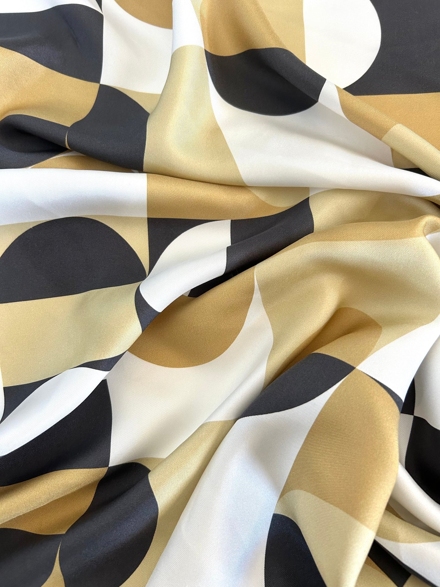 Classic Neutral Geometric Silk Twill Scarf